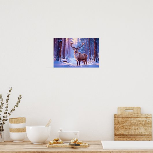 Poster Cerf À Père Noël Coeur - Rindeer (Cuisine)