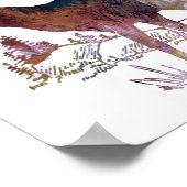 Poster Cerf Abstrait dans la silhouette forestière (Coin)