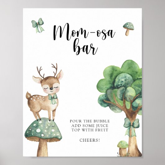 Poster Cerf aquarelle - Bar Mom-osa (Devant)
