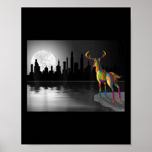 Poster Cerf au clair de lune Protection de l'environnemen