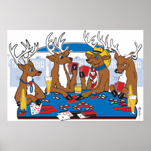 Poster Cerf au visage de poker