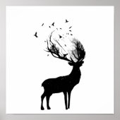 Poster Cerf aux oiseaux (Devant)