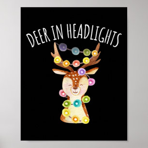 Poster Cerf aux phares Lumières de Noël Drôle
