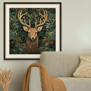 Poster Cerf avec Antlers dans la Forêt Magique