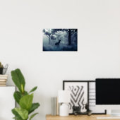 Poster Cerf avec Antlers dans une forêt ombragée (Bureau à domicile)