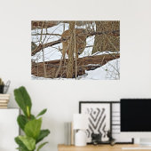 Poster Cerf Blanc En Neige (Bureau à domicile)