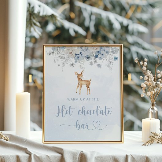 Poster Cerf bleu Réchauffez-vous à la barre de chocolat c