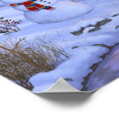 Poster Cerf Cabine D'Hiver Dans La Scène De Noël De Neige (Coin)