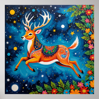 Poster Cerf céleste - L'art des étangs dans les étoiles