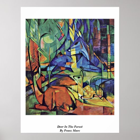 Poster Cerf Dans La Forêt (Ii) Par Franz Marc (Devant)