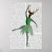 Poster Cerf de ballet en vert (Devant)