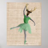 Poster Cerf de ballet en vert (Devant)