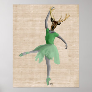 Poster Cerf de ballet en vert