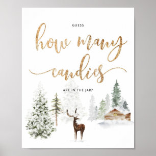Poster Cerf de bois Devine combien de bonbons