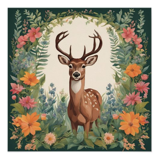 Poster Cerf de Cottagecore (Devant)