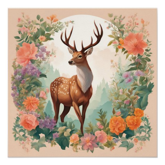 Poster Cerf de Cottagecore (Devant)