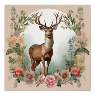 Poster Cerf de Cottagecore