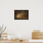 Poster Cerf de couché de soleil indien au bord d'un lac (Cuisine)