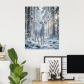Poster Cerf de cristal Lumière d'hiver (Bureau à domicile)