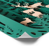 Poster Cerf de forêt enchanté - Bois d'art coupé en papie (Coin)