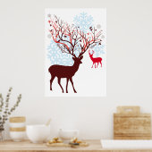 Poster Cerf de Noël avec des rameurs d'arbres (Cuisine)