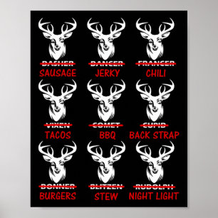 Poster Cerf de Noël drôle à l'arc et flèche Père Noël