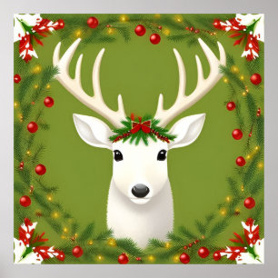Poster Cerf de Noël mignon