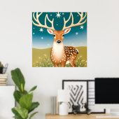 Poster Cerf de Noël mignon (Bureau à domicile)