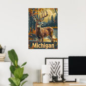 Poster Cerf de Virginie du Michigan (Bureau à domicile)