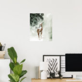 Poster Cerf d'hiver dans la neige (Bureau à domicile)