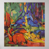 Poster Cerf en forêt par Franz Marc (Devant)