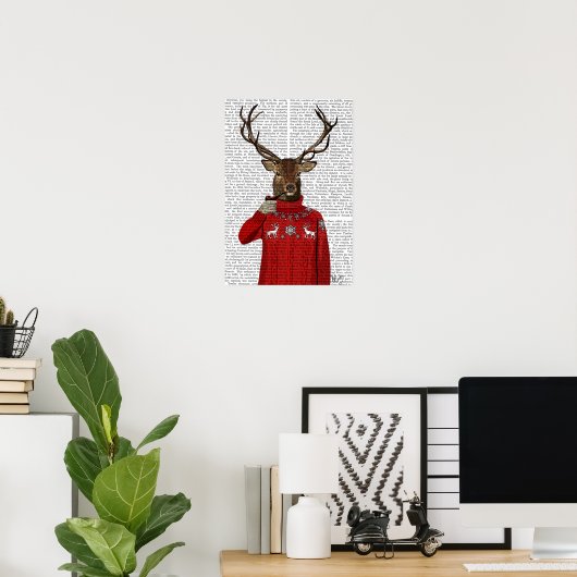 Poster Cerf en pull-over (Bureau à domicile)