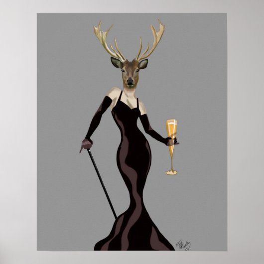 Poster Cerf glamour en noir (Devant)