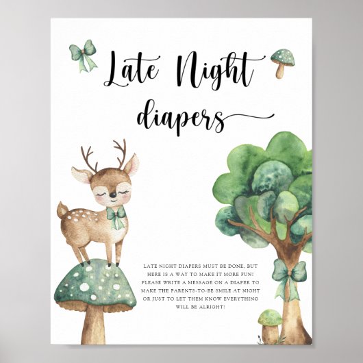 Poster Cerf - Jeu de couches de nuit tardive (Devant)