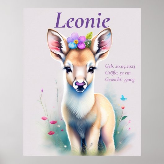 Poster Cerf - motif enfantin (Devant)
