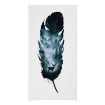 Cerf Mystique dans la Forêt Plume Grande 1:2