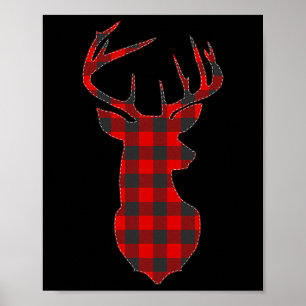 Poster Cerf Plaid Red Reindeer Buck Noël Noël Noël