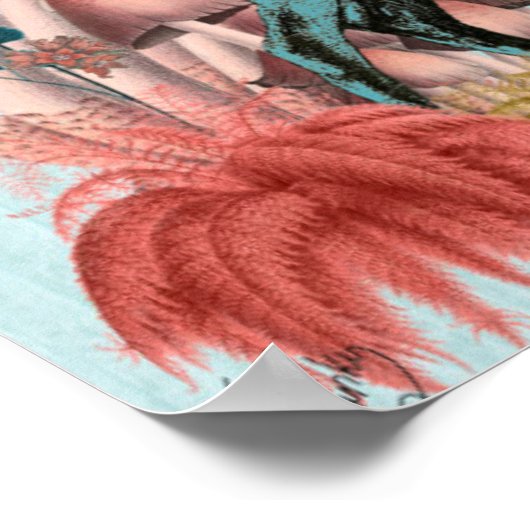 Poster Cerf Turquoise en Forêt de Champignons (Coin)