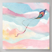 Poster Cerf volant | Aquarelle Airy Peinture Sky (Devant)