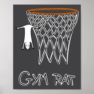 Poster Cerf-volant de basketball drôle de rat de gym