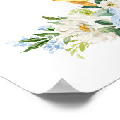 Poster Cerfs, Animaux De Bois, Boho, Fleurs Bleues (Coin)