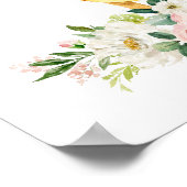 Poster Cerfs, Animaux De Bois, Boho, Fleurs Roses (Coin)