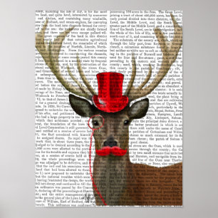 Poster Cerfs communs avec le casquette et la moustache