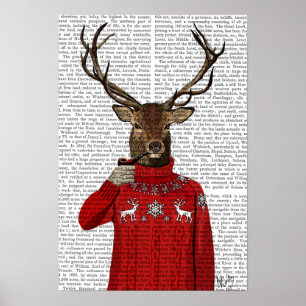 Poster Cerfs communs dans le chandail de ski