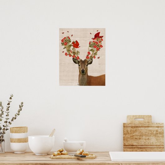 Poster Cerfs et Inséparables (Cuisine)