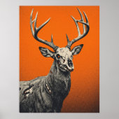 Poster Cerfs morts sur fond orange vif (Devant)