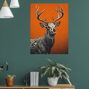 Poster Cerfs non morts sur fond orange vif