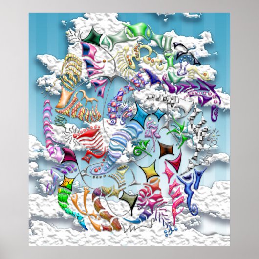 Poster Cerfs-volants — Bleu (Devant)