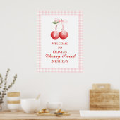 Poster Cerise Douce Anniversaire Rose Ruban fraise (Cuisine)