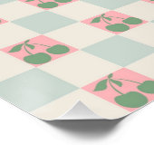 Poster Cerise esthétique rose verte À damiers Motif Y2K (Coin)